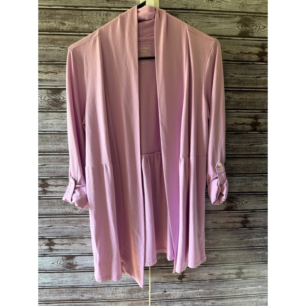 LL Bean Women's Lavender Purple Supima Cotton Modal Roll Tab Cardigan Small